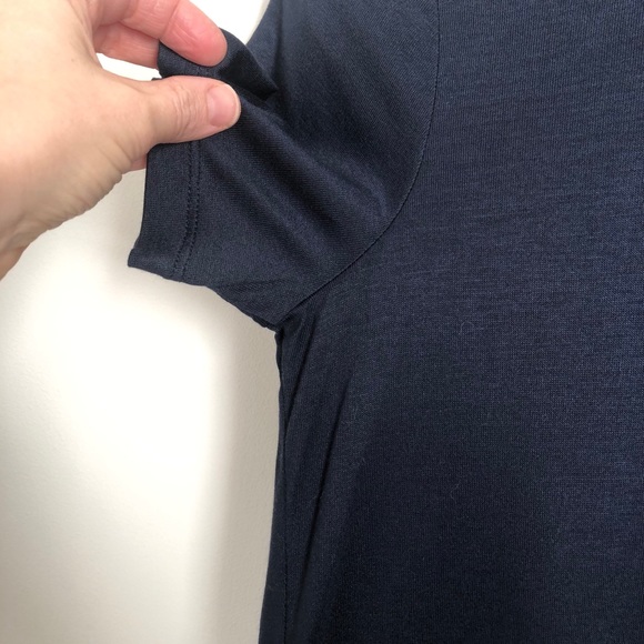 J Crew Crew Neck Navy Blue T -Shirt Satin Trim - Picture 3 of 6